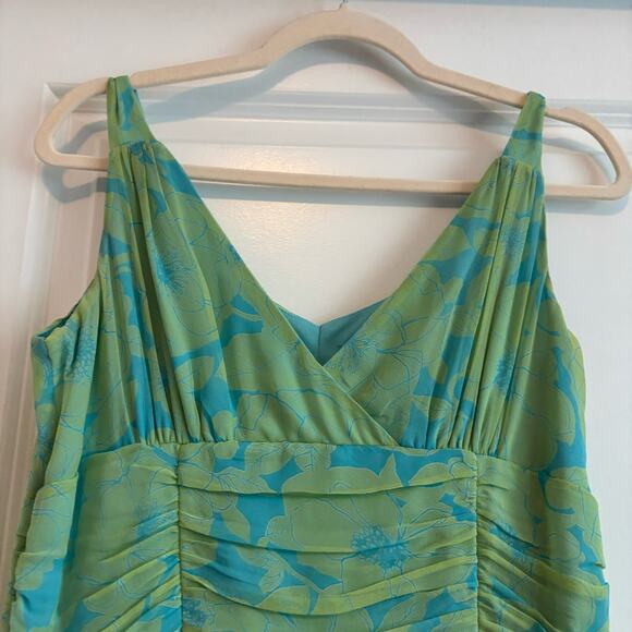 Jonathan Martin 100% Silk Midi Length Dress Green Sz 10 Y2K Whimsigoth Fairy - Picture 2 of 14